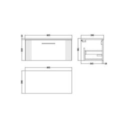 Balterley Belvide Partial Fluted 1 Drawer Wall Hung Vanity Unit With Bellato Grey Laminate Worktop - 800mm - Satin Soft Black - thumbnail 2