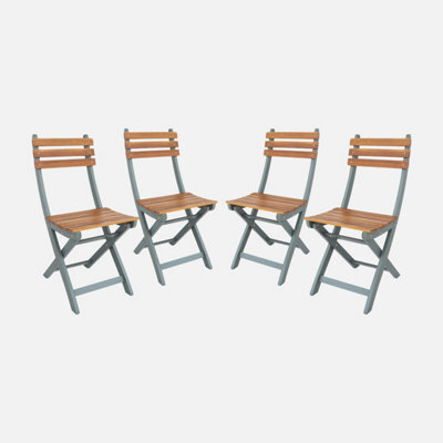 Sweeek - Set Of 4 Calena Folding Garden Chairs In Khaki Acacia 40 X 52 X 85 Cm - image 1
