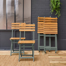 Sweeek - Set Of 4 Calena Folding Garden Chairs In Khaki Acacia 40 X 52 X 85 Cm - thumbnail 5