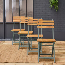Sweeek - Set Of 4 Calena Folding Garden Chairs In Khaki Acacia 40 X 52 X 85 Cm - thumbnail 4