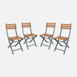 Sweeek - Set Of 4 Calena Folding Garden Chairs In Khaki Acacia 40 X 52 X 85 Cm - thumbnail 1