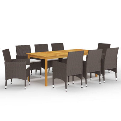 Berkfield 9 Piece Garden Dining Set With Cushions Brown - image 1