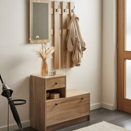Wyld And Coco Hall Tree - Tilt-Out Shoe Cabinet, Drawer, Mirror - W77Xd35Xh70Cm - thumbnail 2
