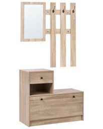 Wyld And Coco Hall Tree - Tilt-Out Shoe Cabinet, Drawer, Mirror - W77Xd35Xh70Cm - thumbnail 3