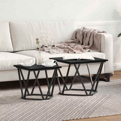 Berkfield Side Tables 2 Pcs Black Oak Engineered Wood - image 1