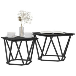Berkfield Side Tables 2 Pcs Black Oak Engineered Wood - thumbnail 3