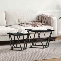 Berkfield Side Tables 2 Pcs Black Oak Engineered Wood - thumbnail 1