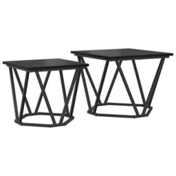 Berkfield Side Tables 2 Pcs Black Oak Engineered Wood - thumbnail 2