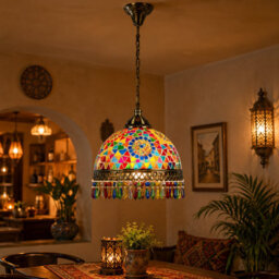 Turkish Moroccan Style Chandelier With Multi Coloured Acrylic Jewel Droplets Pendant Lights - thumbnail 5