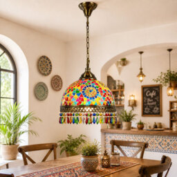 Turkish Moroccan Style Chandelier With Multi Coloured Acrylic Jewel Droplets Pendant Lights - thumbnail 6