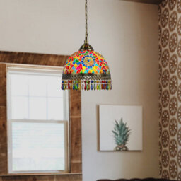 Turkish Moroccan Style Chandelier With Multi Coloured Acrylic Jewel Droplets Pendant Lights - thumbnail 3