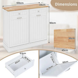 Double Tilt Out Trash Can Cabinet Farmhouse Kitchen Island Cabinet-White - thumbnail 2