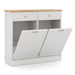 Double Tilt Out Trash Can Cabinet Farmhouse Kitchen Island Cabinet-White - thumbnail 1