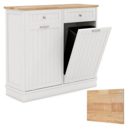Double Tilt Out Trash Can Cabinet Farmhouse Kitchen Island Cabinet-White - thumbnail 6
