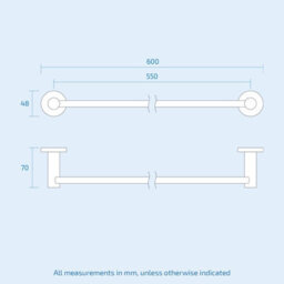 Nes Home 600mm Matte Black Single Towel Bar Stainless Steel Modern Towel Rod For Bathroom - thumbnail 2