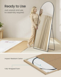 Songmics Full Length Mirror, 180 X 80 Cm, Arched Full Body Mirror With Stand, Aluminium Alloy Frame Floor Mirror, Tempered Glass - thumbnail 6