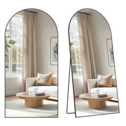 Songmics Full Length Mirror, 180 X 80 Cm, Arched Full Body Mirror With Stand, Aluminium Alloy Frame Floor Mirror, Tempered Glass - thumbnail 2