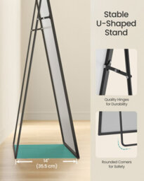 Songmics Full Length Mirror, 180 X 80 Cm, Arched Full Body Mirror With Stand, Aluminium Alloy Frame Floor Mirror, Tempered Glass - thumbnail 3