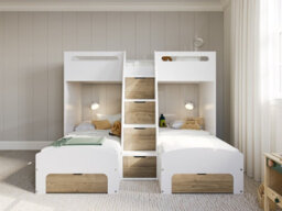 Flair Eddie Staircase Triple Bunk Bed With Storage Oak - thumbnail 3