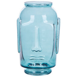 Beliani Retro-Inspired Glass Vase Blue Face Motif 17Cm X 31Cm - Decorative Indoor Centrepiece - thumbnail 5