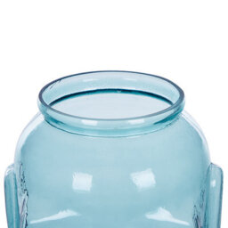 Beliani Retro-Inspired Glass Vase Blue Face Motif 17Cm X 31Cm - Decorative Indoor Centrepiece - thumbnail 7