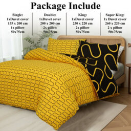 Aspire Homeware Printed Microfiber Duvet Cover Set, Ochre & Black Wave Reversible, King, (L)220Cm X (W)230Cm - thumbnail 6