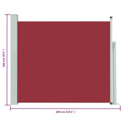 Walplus Patio Retractable Side Awning Garden Sun Shade Canopy Gazebo For Back Door, Porch, Patio 100X300 Cm Red - thumbnail 8