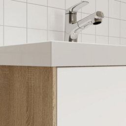 Probaty Bathrooms Wall Vanity Unit,600X400X520mm,glossy White Combined With Oak Color,2-Drawer With Artificial Stone Basin - thumbnail 8