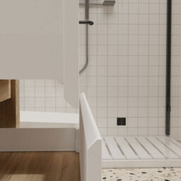 Probaty Bathrooms Wall Vanity Unit,600X400X520mm,glossy White Combined With Oak Color,2-Drawer With Artificial Stone Basin - thumbnail 7