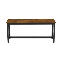 Set Of 2 Dining Benches 98Cm Rustic Brown Wood Effect Seat Indoor Outdoor Seatin - thumbnail 6