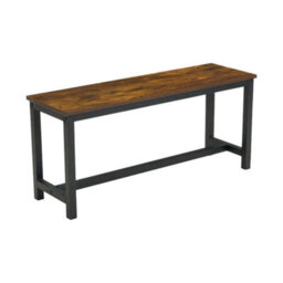 Set Of 2 Dining Benches 98Cm Rustic Brown Wood Effect Seat Indoor Outdoor Seatin - thumbnail 5