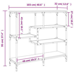 Berkfield Console Table Smoked Oak 103X32X95 Cm Engineered Wood - thumbnail 9