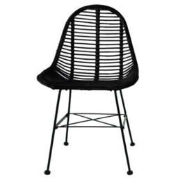 Berkfield Dining Chairs 6 Pcs Black Natural Rattan - thumbnail 3