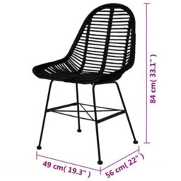 Berkfield Dining Chairs 6 Pcs Black Natural Rattan - thumbnail 5