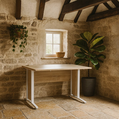 Wyld Haus Dris 120Cm Natural Oak-Effect Desk With White Legs - image 1