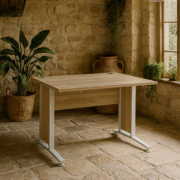 Wyld Haus Dris 120Cm Natural Oak-Effect Desk With White Legs - thumbnail 2
