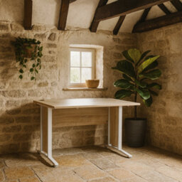 Wyld Haus Dris 120Cm Natural Oak-Effect Desk With White Legs - thumbnail 1