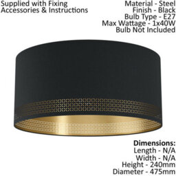 Modern 2 Pack Black Wall Flush Ceiling Lights With Gold Fabric Shade - thumbnail 2