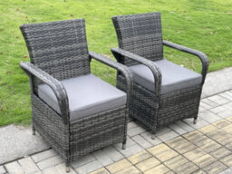 Fimous Rattan Garden Furniture Dining Set Table And Chairs Sets Pe Wicker Patio Outdoor 6 Chairs Plus Rectangular Table - thumbnail 4