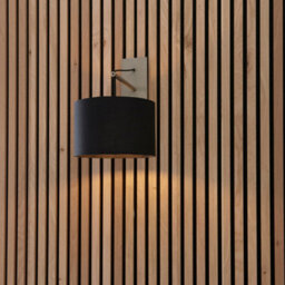 Matt Nickel Wall Light & Black Cotton Fabric Shade - Hanging Wall Lamp Fitting - thumbnail 4