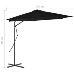 Berkfield Elegant Outdoor Parasol With Steel Pole Black 300X230 Cm - thumbnail 7