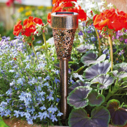 4 X Bronze Damask Solar Stake Lights - Outdoor Garden Led Lighting For Pots, Paths, Borders, Driveways - Each H36.5 X 6Cm Diameter - thumbnail 3