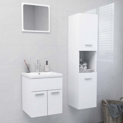 Berkfield Bathroom Furniture Set White Engineered Wood - image 1