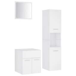 Berkfield Bathroom Furniture Set White Engineered Wood - thumbnail 2