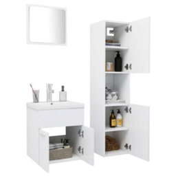 Berkfield Bathroom Furniture Set White Engineered Wood - thumbnail 3