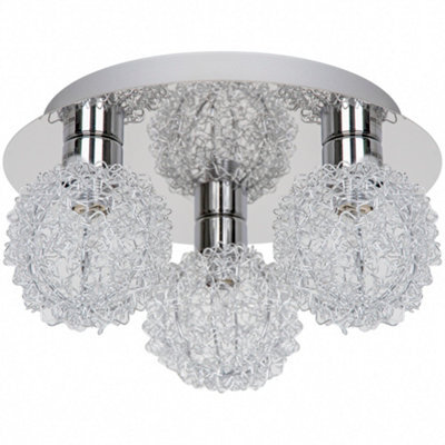 GoodHome Apheliotes Plate Gloss Metal Chrome 3 Lamp Led Ceiling Light - image 1