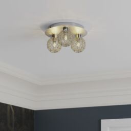 GoodHome Apheliotes Plate Gloss Metal Chrome 3 Lamp Led Ceiling Light - thumbnail 4