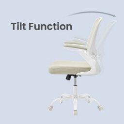 LEDREM Mesh Office Desk Chair, Ergonomic Swivel Chair, Folding Armrests, Beige - thumbnail 9