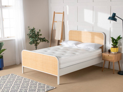 Snuggle Beds Clementine Rattan Bed - Pine - White - King Size - image 1