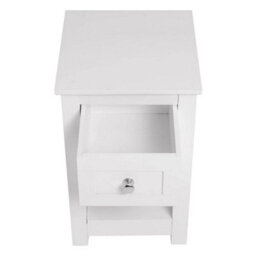 White Wooden Side End Table W/ Drawer & Shelf Bedroom Nightstand Bedside Table - thumbnail 5
